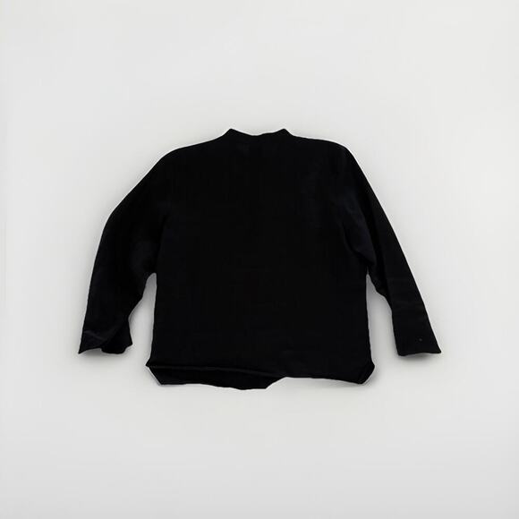 Eileen Fisher 100% Linen Jacket Blouse Top Black Size Medium Petite Woven - Picture 10 of 10